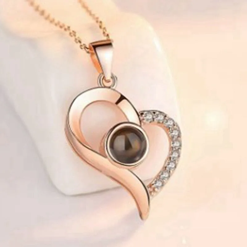Pendant Necklace Women Necklaces 100 Languages I Love You Necklace Jewelry Choker Pendant Couple Collares De Moda 2022