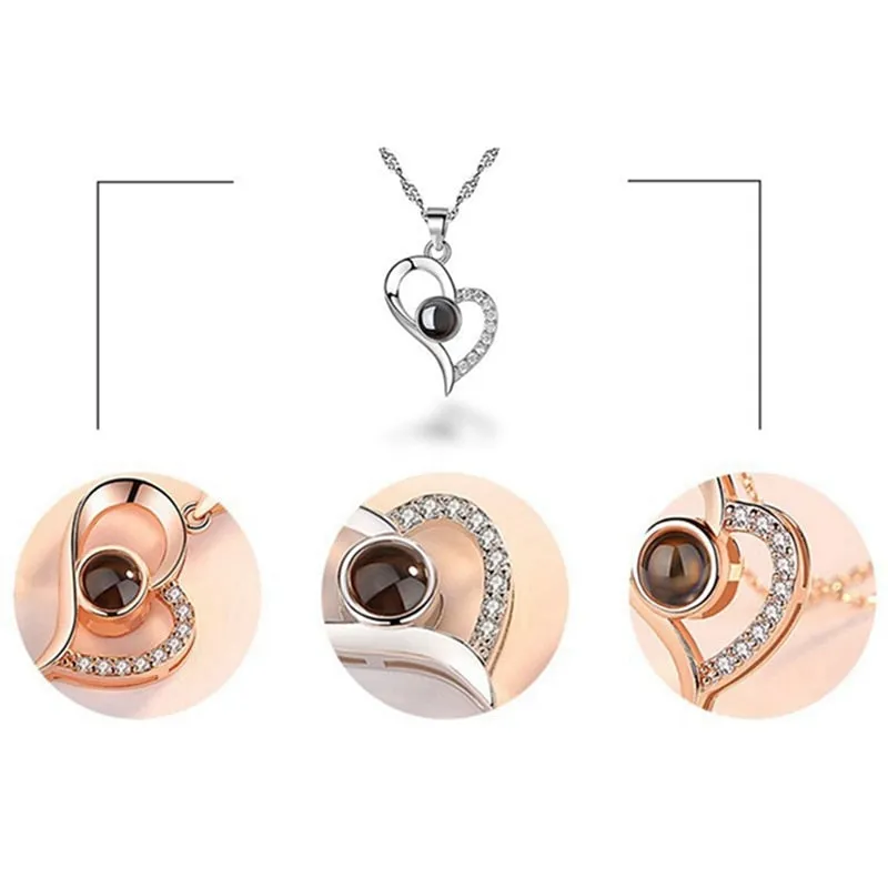 Pendant Necklace Women Necklaces 100 Languages I Love You Necklace Jewelry Choker Pendant Couple Collares De Moda 2022