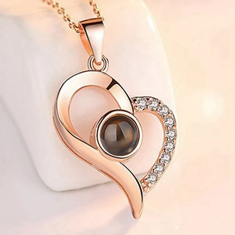 Pendant Necklace Women Necklaces 100 Languages I Love You Necklace Jewelry Choker Pendant Couple Collares De Moda 2022