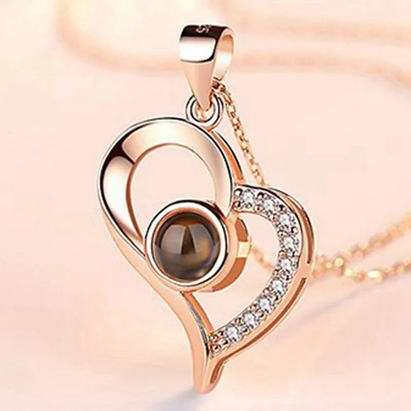 Pendant Necklace Women Necklaces 100 Languages I Love You Necklace Jewelry Choker Pendant Couple Collares De Moda 2022