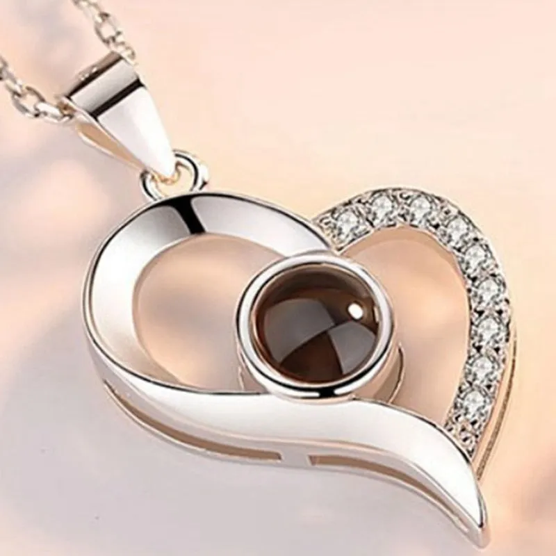 Pendant Necklace Women Necklaces 100 Languages I Love You Necklace Jewelry Choker Pendant Couple Collares De Moda 2022