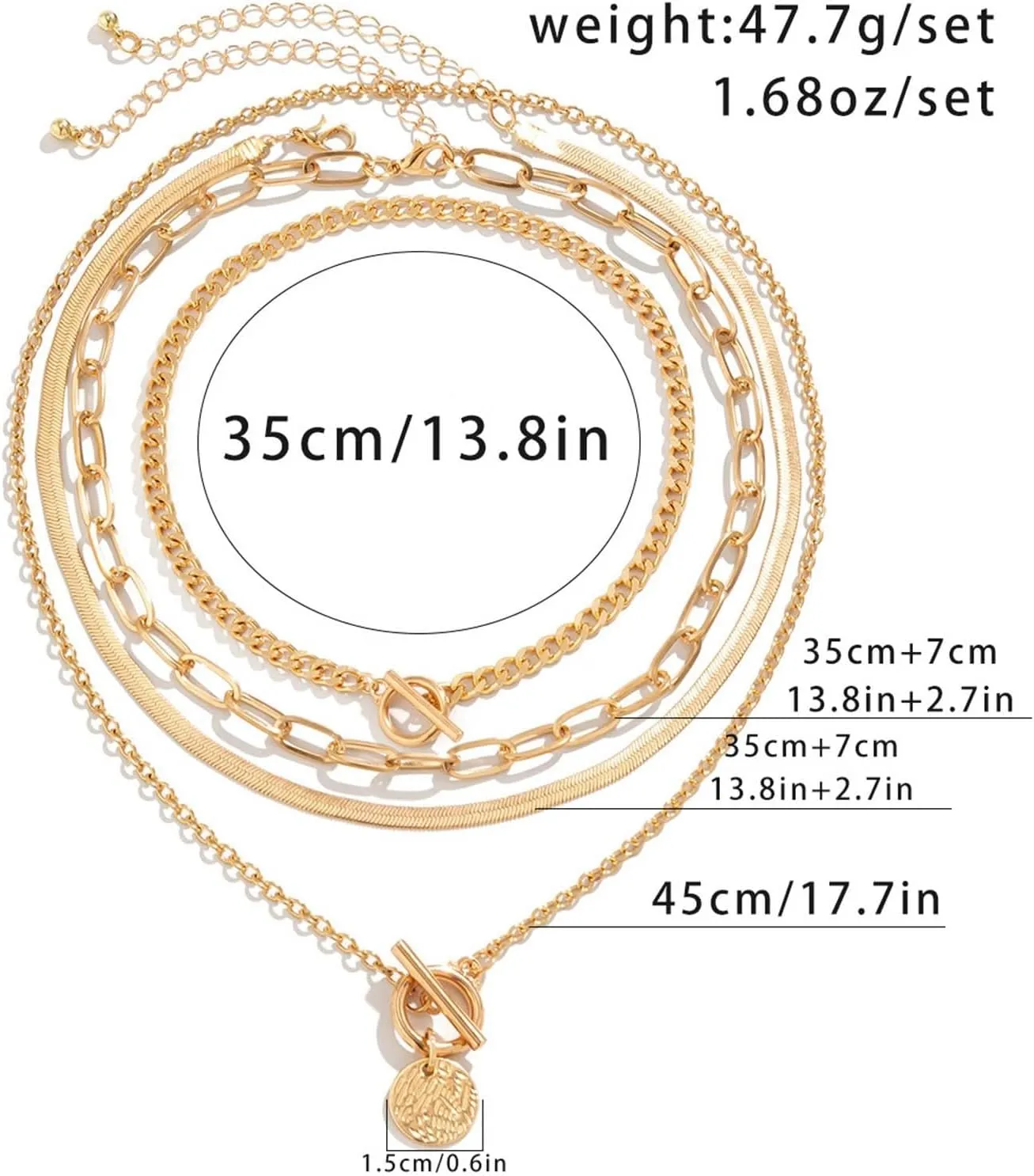 Pendent Necklaces for Women Set Of 4 Layered Gold Necklaces For Women Stackable Dainty Gold Chain Necklace