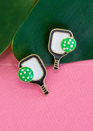 Pickleball Enamel Stud Earrings