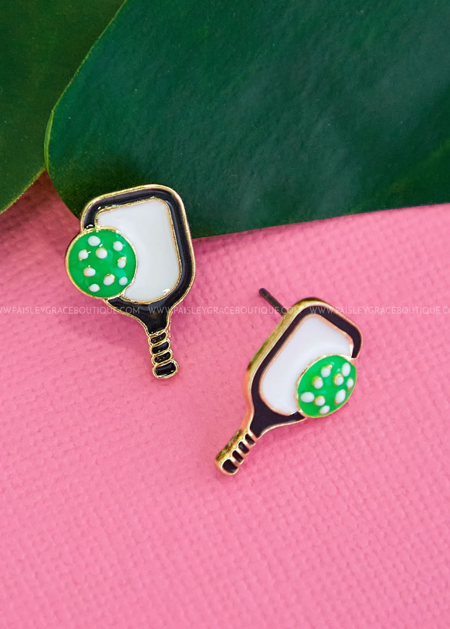 Pickleball Enamel Stud Earrings