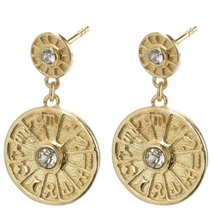 Pilgrim Fia Gold Zodiac Drop Earrings