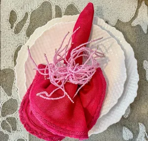Pink Beaded Napkin Rings (set of 4)