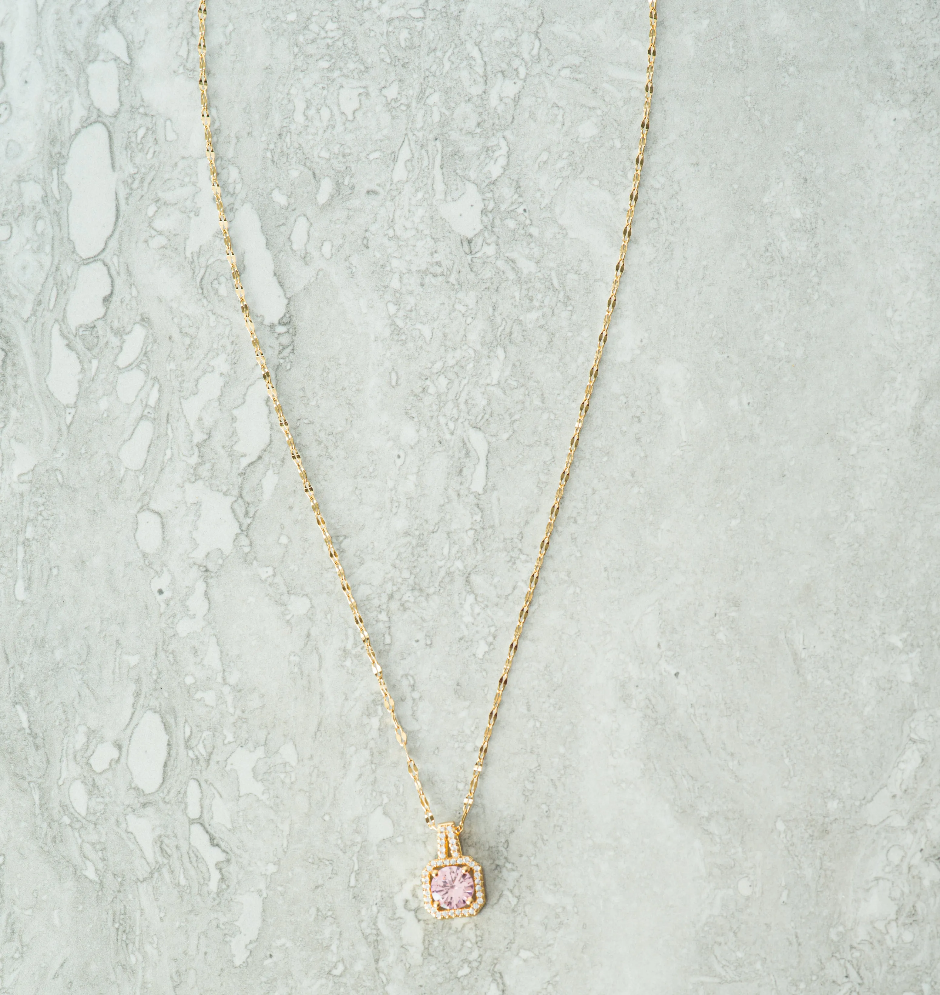 Pink diamond of gold necklace