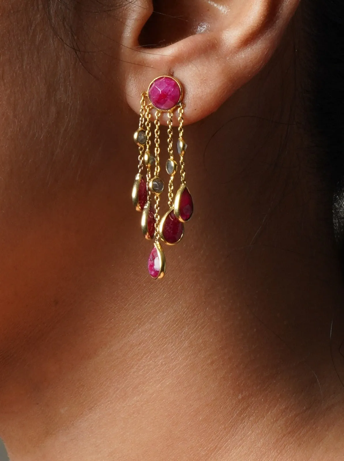 Pink Petal Drop Earrings