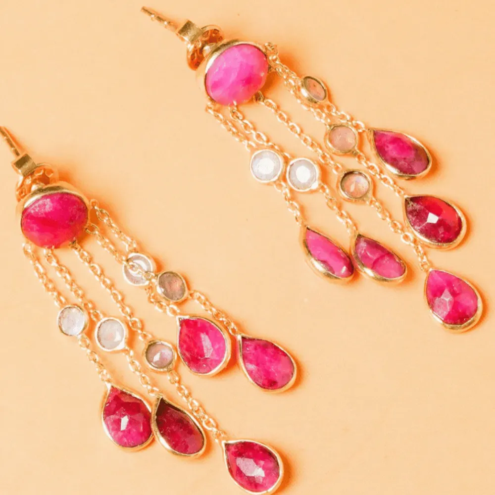 Pink Petal Drop Earrings