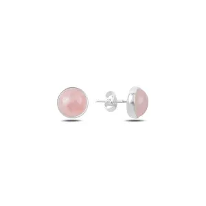 Pink quartz stud earrings in sterling silver