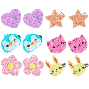 PinkSheep Hair Clips for Girls6 Pairs Cute Hairclips Kitty, Bunny,Heart, Star,Flower Alligator Clips Hair Barrettes For Girls- Hair Accessories for Girls Toddler Kids
