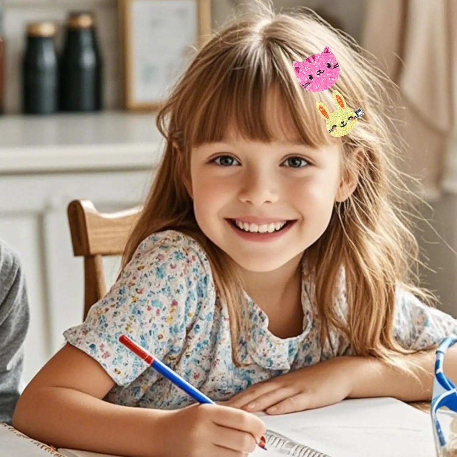 PinkSheep Hair Clips for Girls6 Pairs Cute Hairclips Kitty, Bunny,Heart, Star,Flower Alligator Clips Hair Barrettes For Girls- Hair Accessories for Girls Toddler Kids