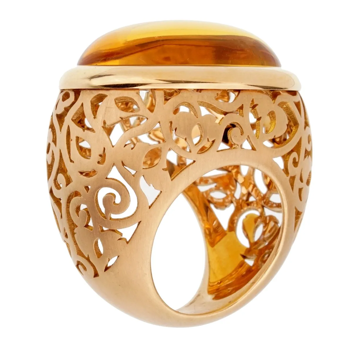Pomellato  19.94 Carat Amber Rose Gold Cocktail Ring Sz 5 3/4