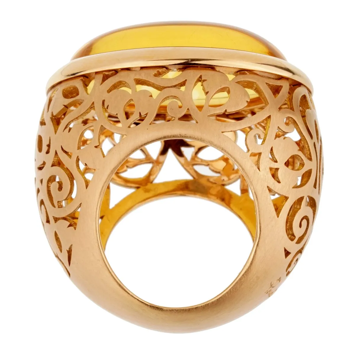 Pomellato  19.94 Carat Amber Rose Gold Cocktail Ring Sz 6