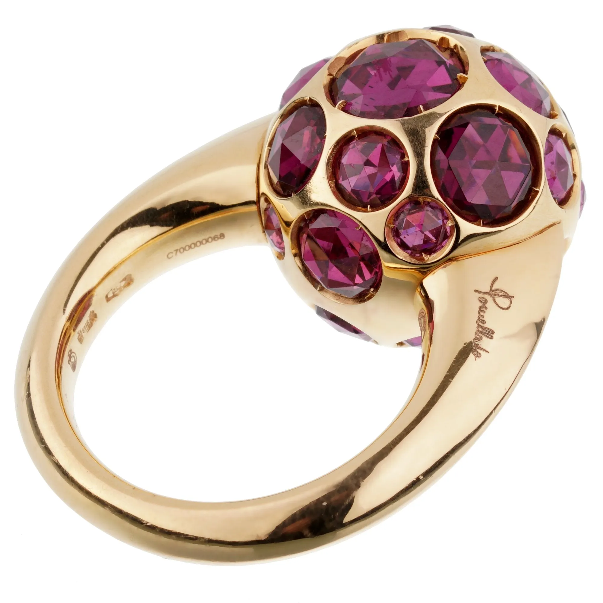 Pomellato 8ct Rhodolite Cocktail Rose Gold Ring Sz 7