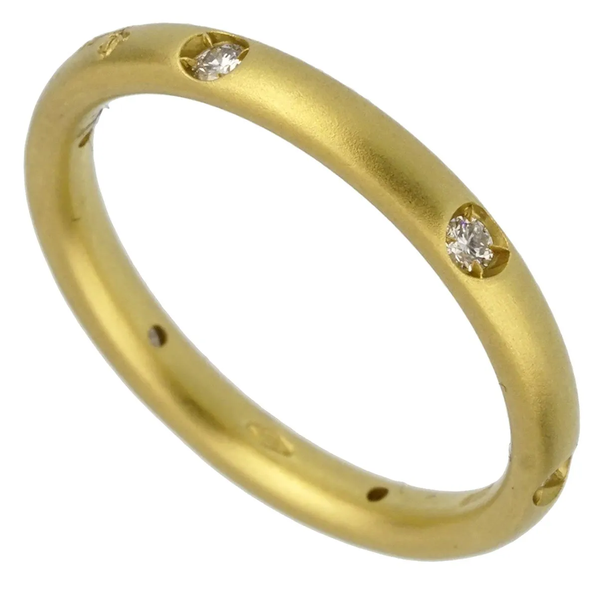 Pomellato Matte Finish Diamond Yellow Gold Band Ring Sz 6 1/2