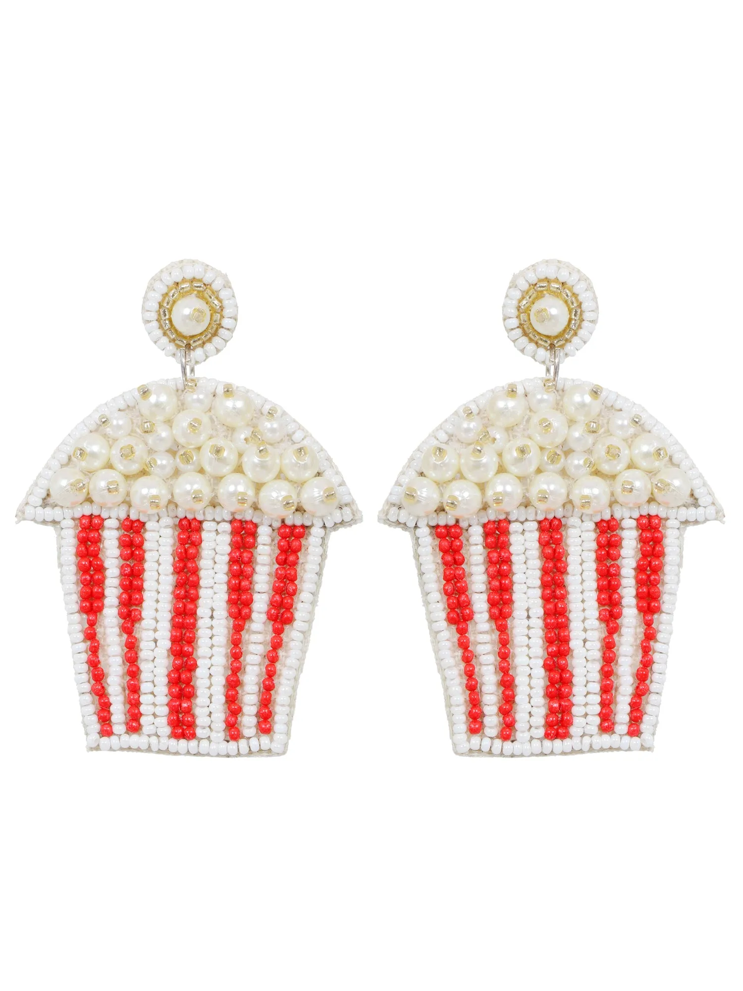 Popcorn Pearl Delight: Handmade Beaded Drop Earrings for Modern Women and Girls