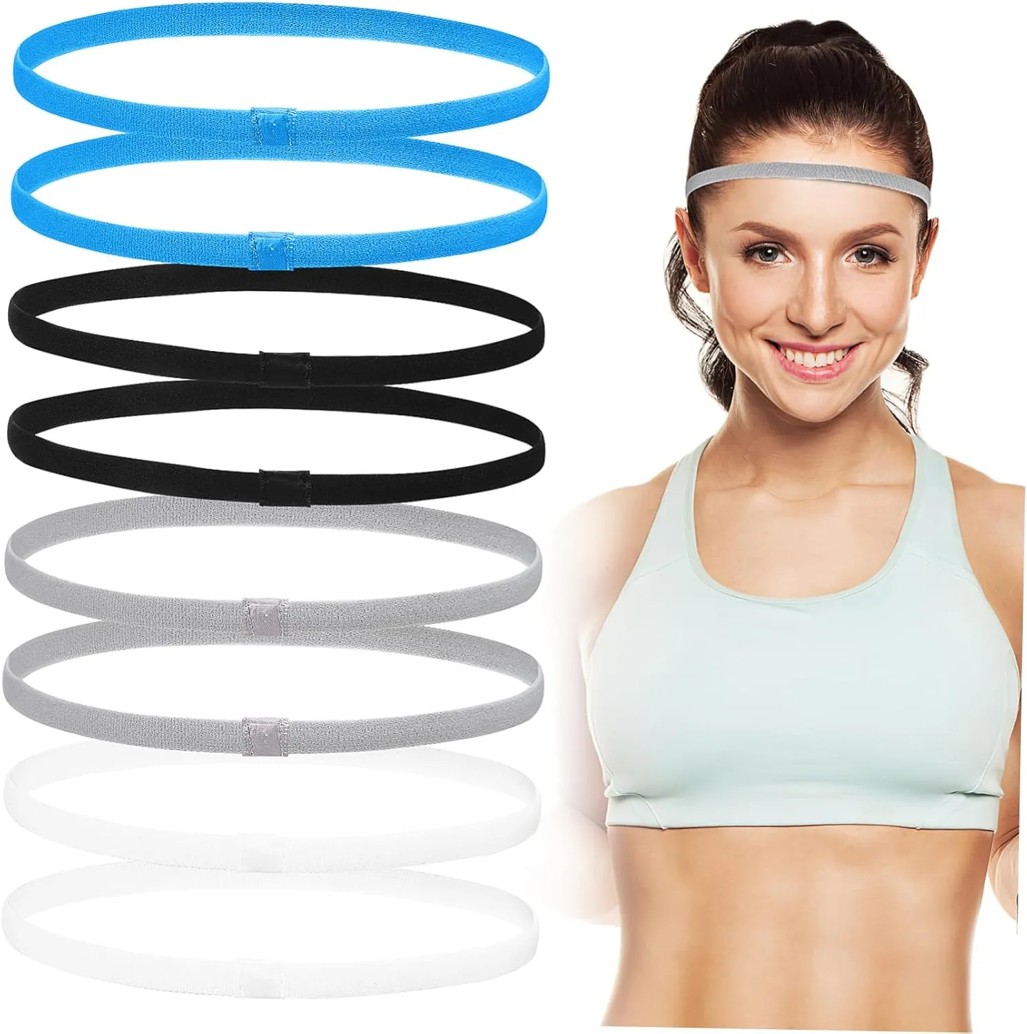 POPETPOP Athletic Headbands for Women Men Elastic Non Slip Headband for Sports Yoga Fitness