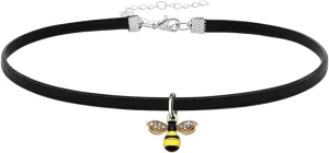 PU Black Choker Necklace for Women - Gothic Punk Cross Bee Choker Collar - Gifts for Sister, Friend, Daughter