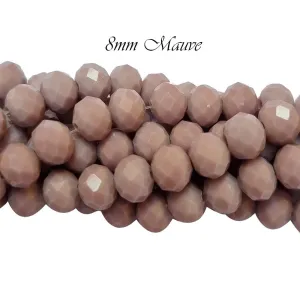Purple  Opaque, PER LINE 8MM FACETED OPAQUE RONDELLE SHAPED CRYSTAL BEADS