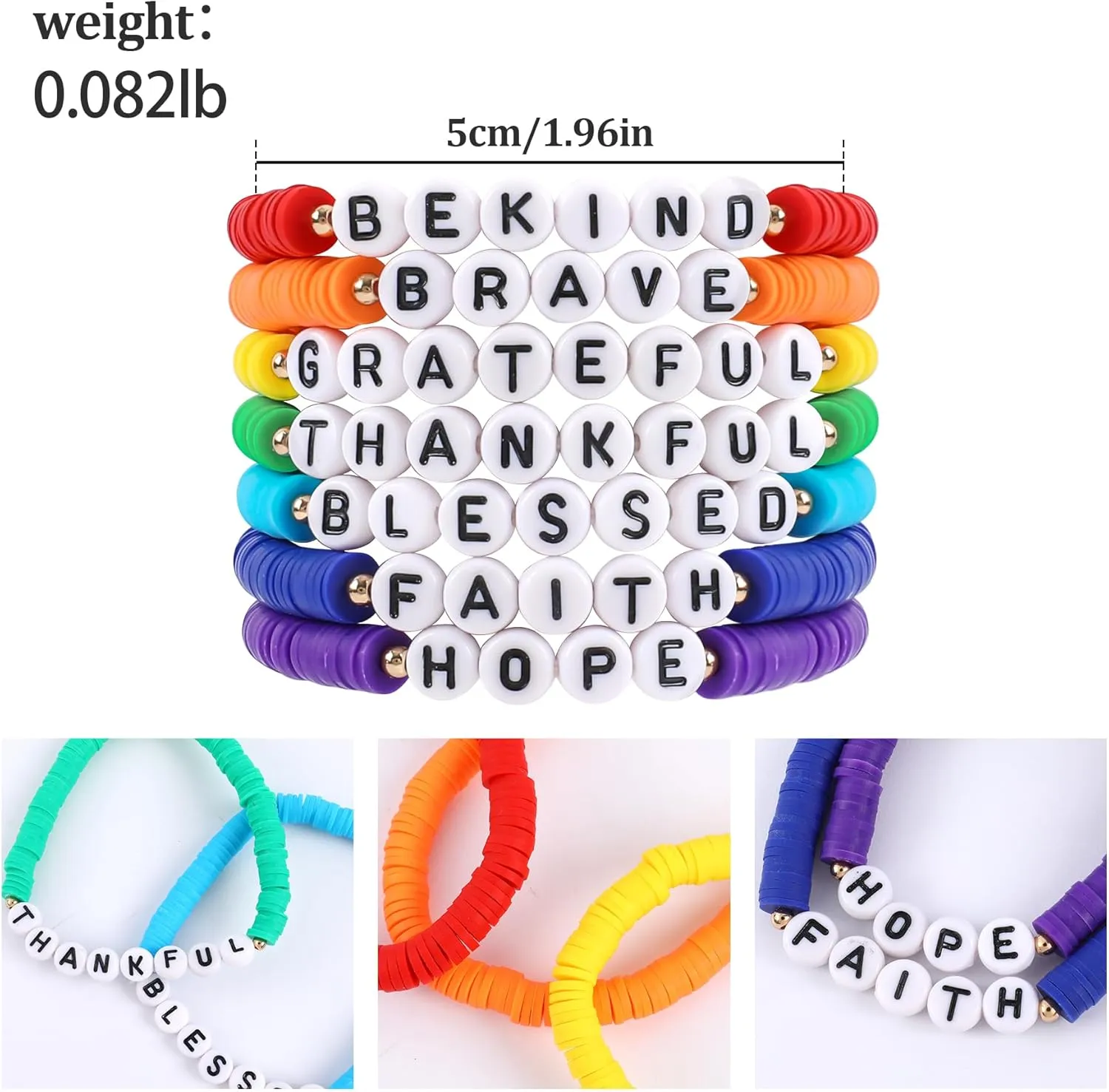Rainbow Heishi Surfer Bracelets Set for Women Stackable Clay Beaded Bracelets Disc Stretch Preppy Bracelets Layering Colorful Friendship Bracelets Team Cheer Bulk Boho Summer Beach Jewelry Gift