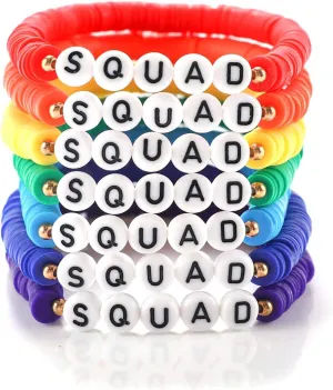 Rainbow Heishi Surfer Bracelets Set for Women Stackable Clay Beaded Bracelets Disc Stretch Preppy Bracelets Layering Colorful Friendship Bracelets Team Cheer Bulk Boho Summer Beach Jewelry Gift