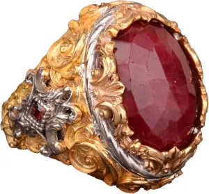 Real Natural Ruby Gemstone Ring, 16.65 Carat, Birthstone Ring For Men, Genuine Gemstone Ring, Sterling Silver Ring