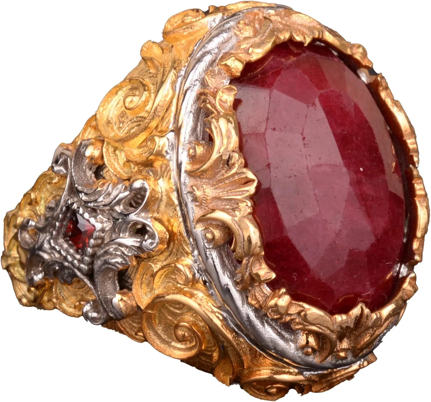 Real Natural Ruby Gemstone Ring, 16.65 Carat, Birthstone Ring For Men, Genuine Gemstone Ring, Sterling Silver Ring