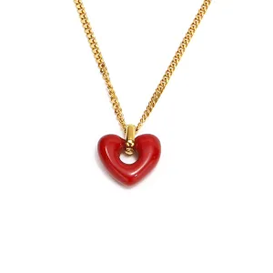 Red Agate Heart Necklace
