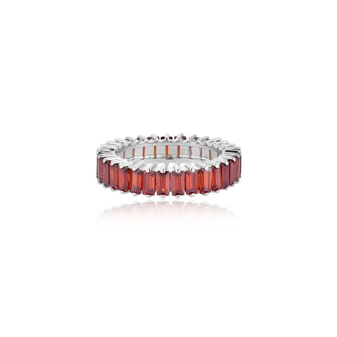 Red Baguette Stack Ring