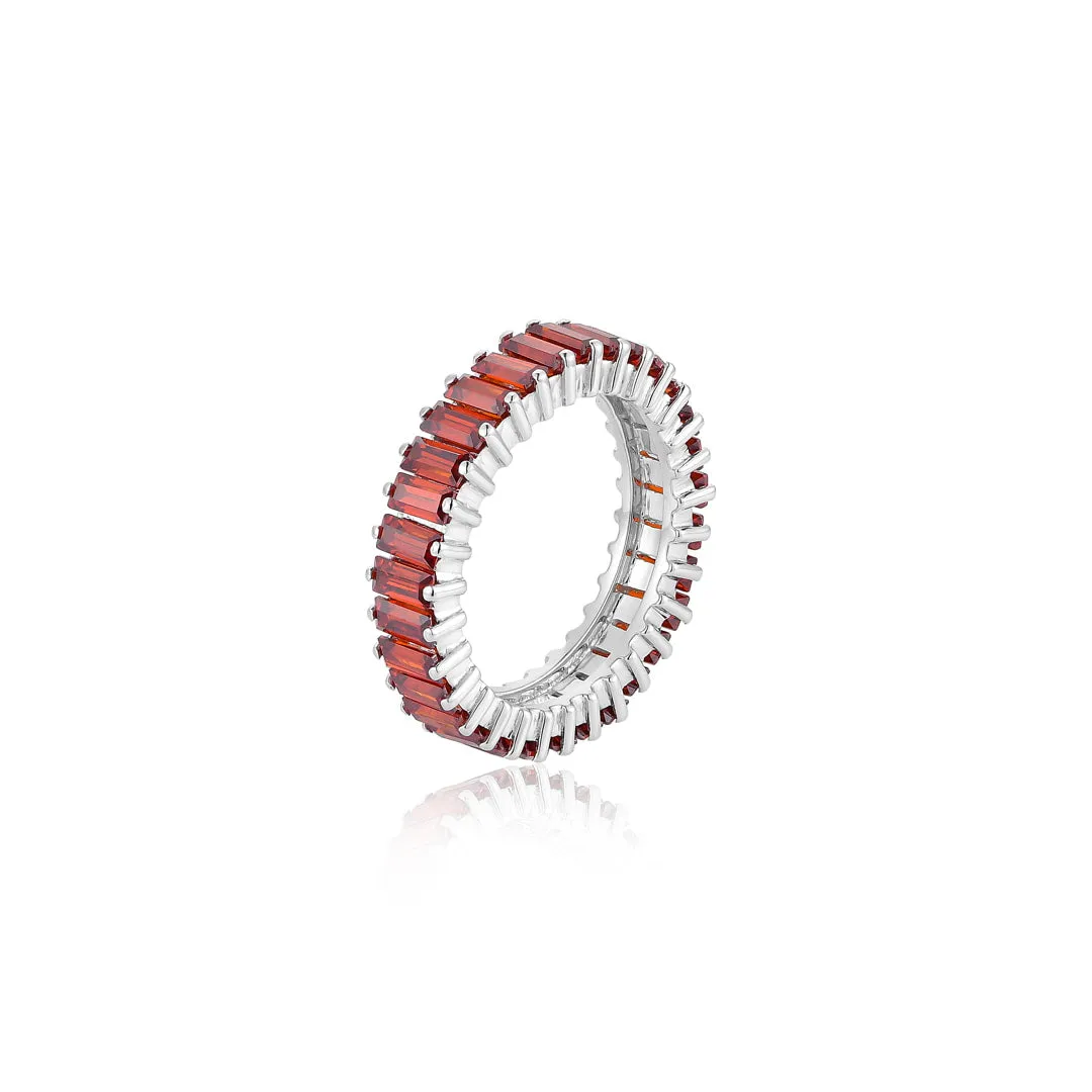 Red Baguette Stack Ring