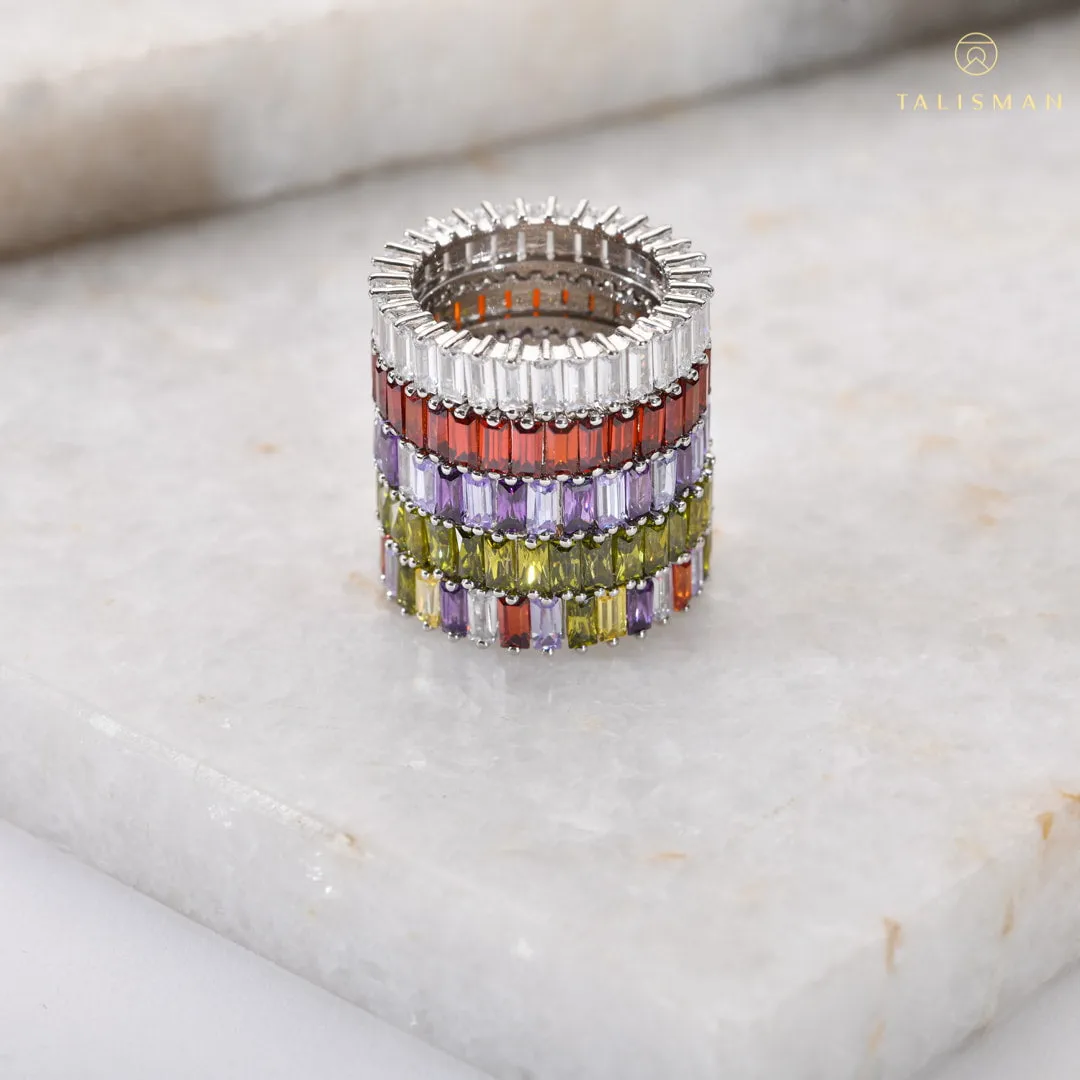 Red Baguette Stack Ring