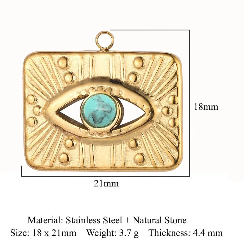 Retro Classic Style Devil's Eye Titanium Steel Plating Inlay Zircon Charms