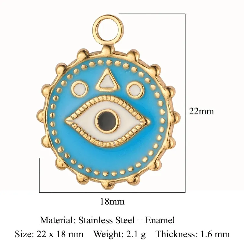 Retro Classic Style Devil's Eye Titanium Steel Plating Inlay Zircon Charms