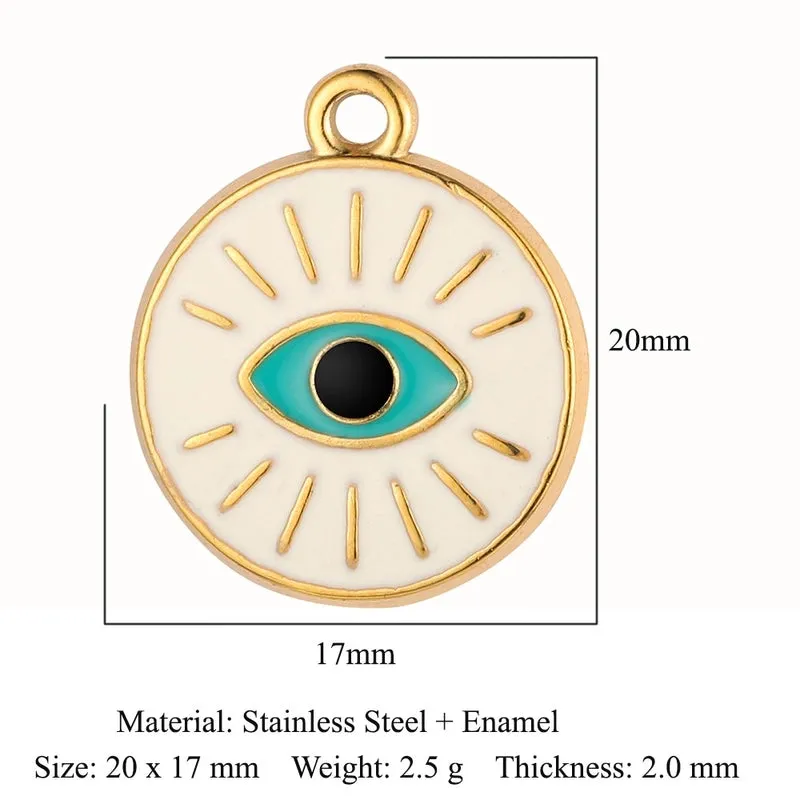 Retro Classic Style Devil's Eye Titanium Steel Plating Inlay Zircon Charms