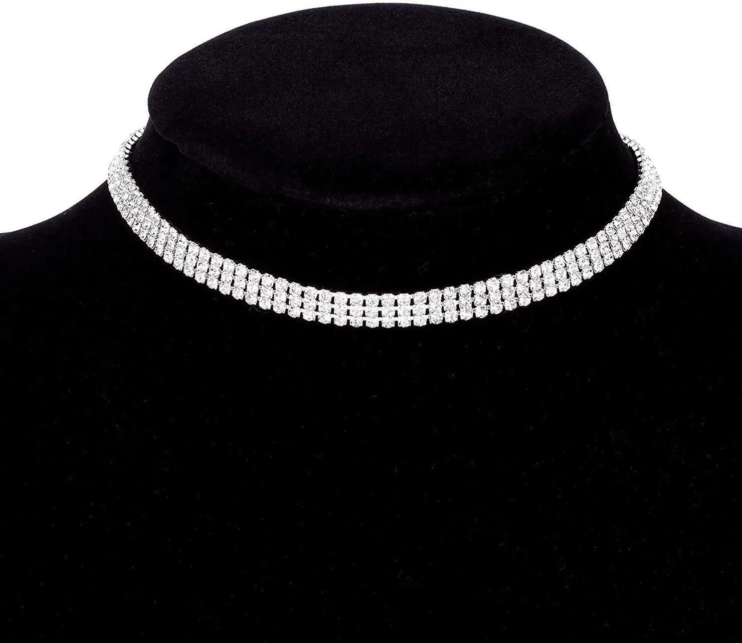 Rhinestone Choker Necklaces Silver Sparkly Diamond Choker Crystal Necklace for Women