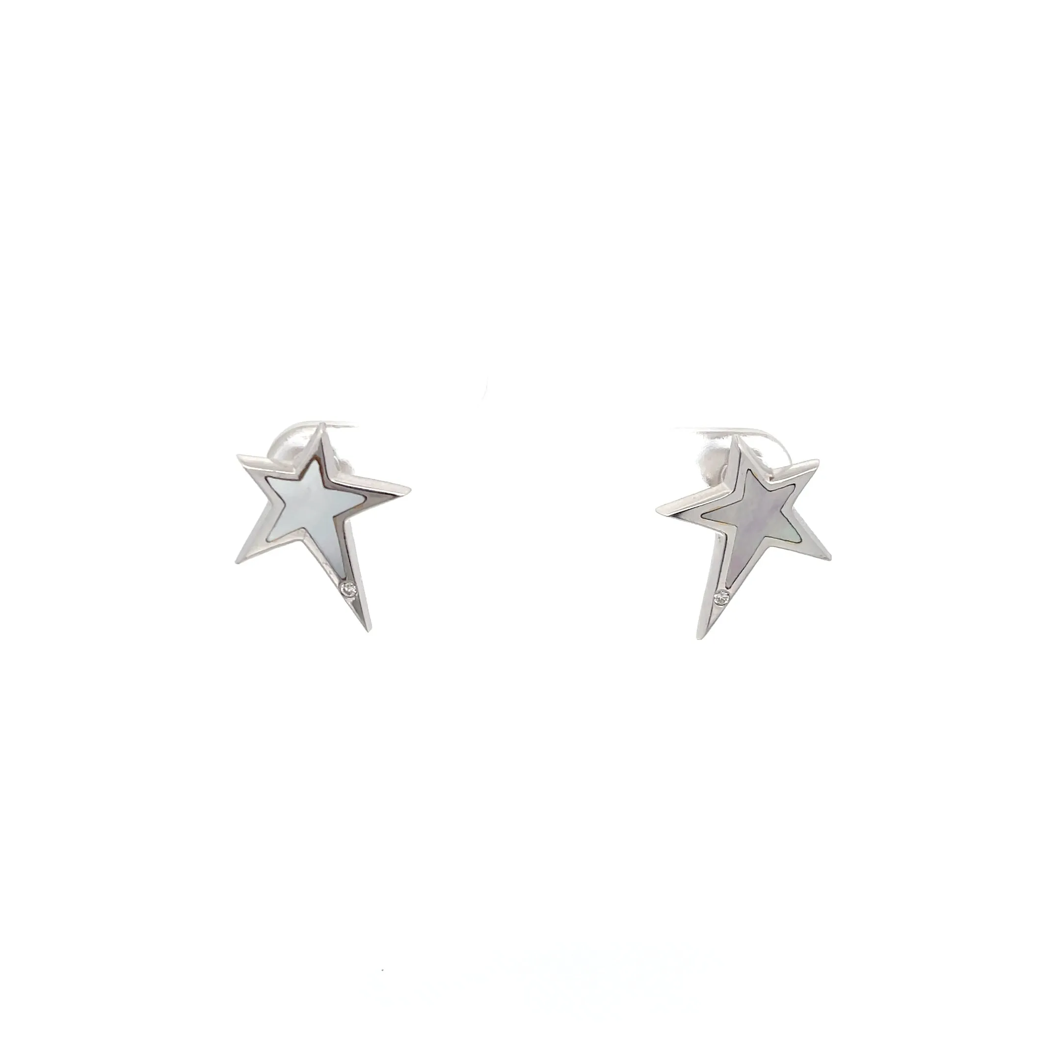Roberto Coin Mother of Pearl Star Earrings 18K White Gold