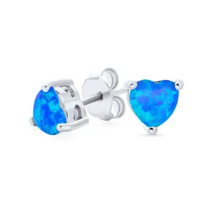 Romantic Petite Heart Shaped Opal Stud Earrings, Rose Gold Sterling Silver, 5MM