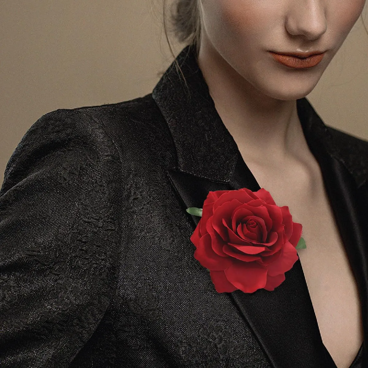 Rose Brooches Flower Hair Clips for Women | Brooches and Pins | Hair Accessories | Valentines Hair Clips, Wedding Hair Accessories for Women | Lapel Pin, Dark Red