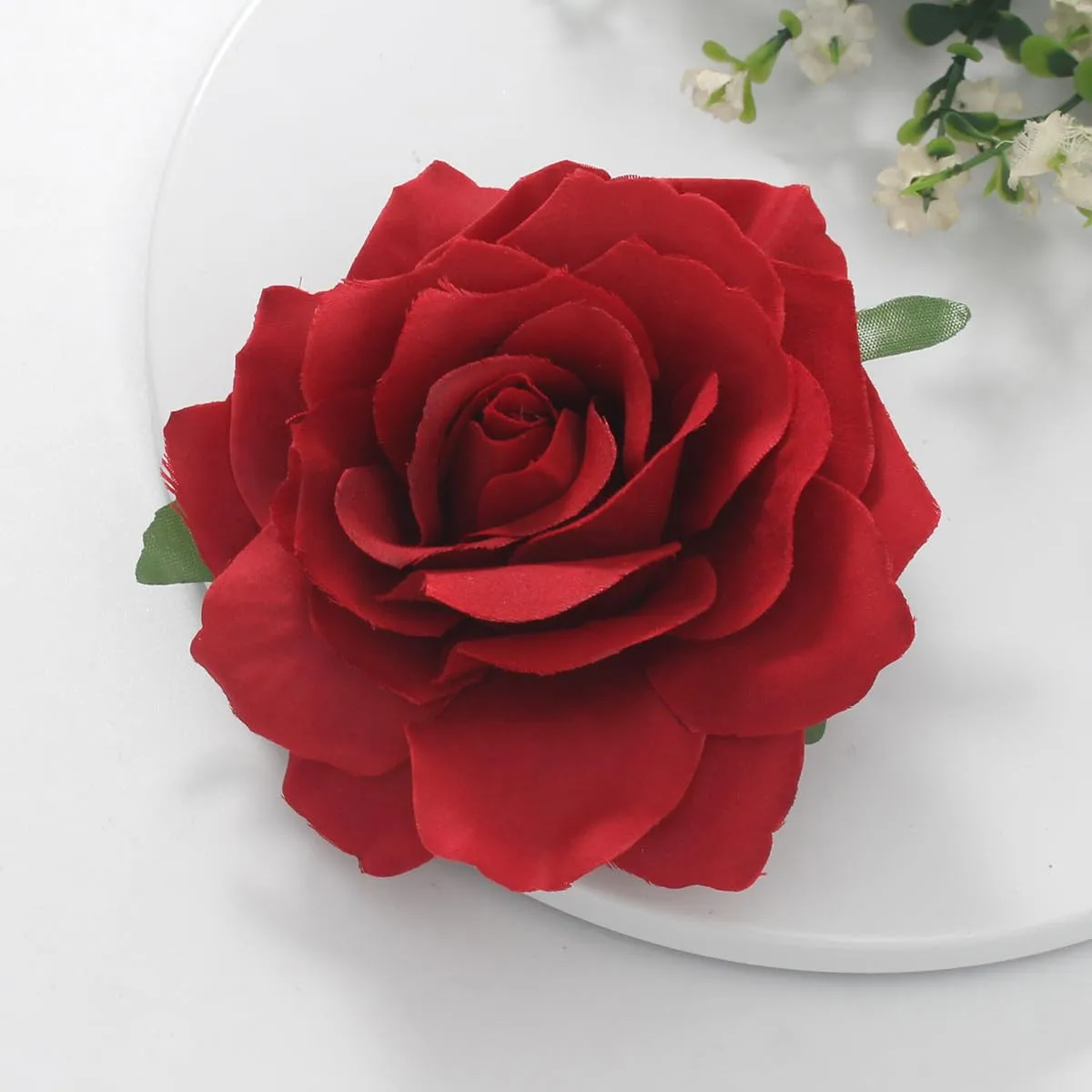 Rose Brooches Flower Hair Clips for Women | Brooches and Pins | Hair Accessories | Valentines Hair Clips, Wedding Hair Accessories for Women | Lapel Pin, Dark Red