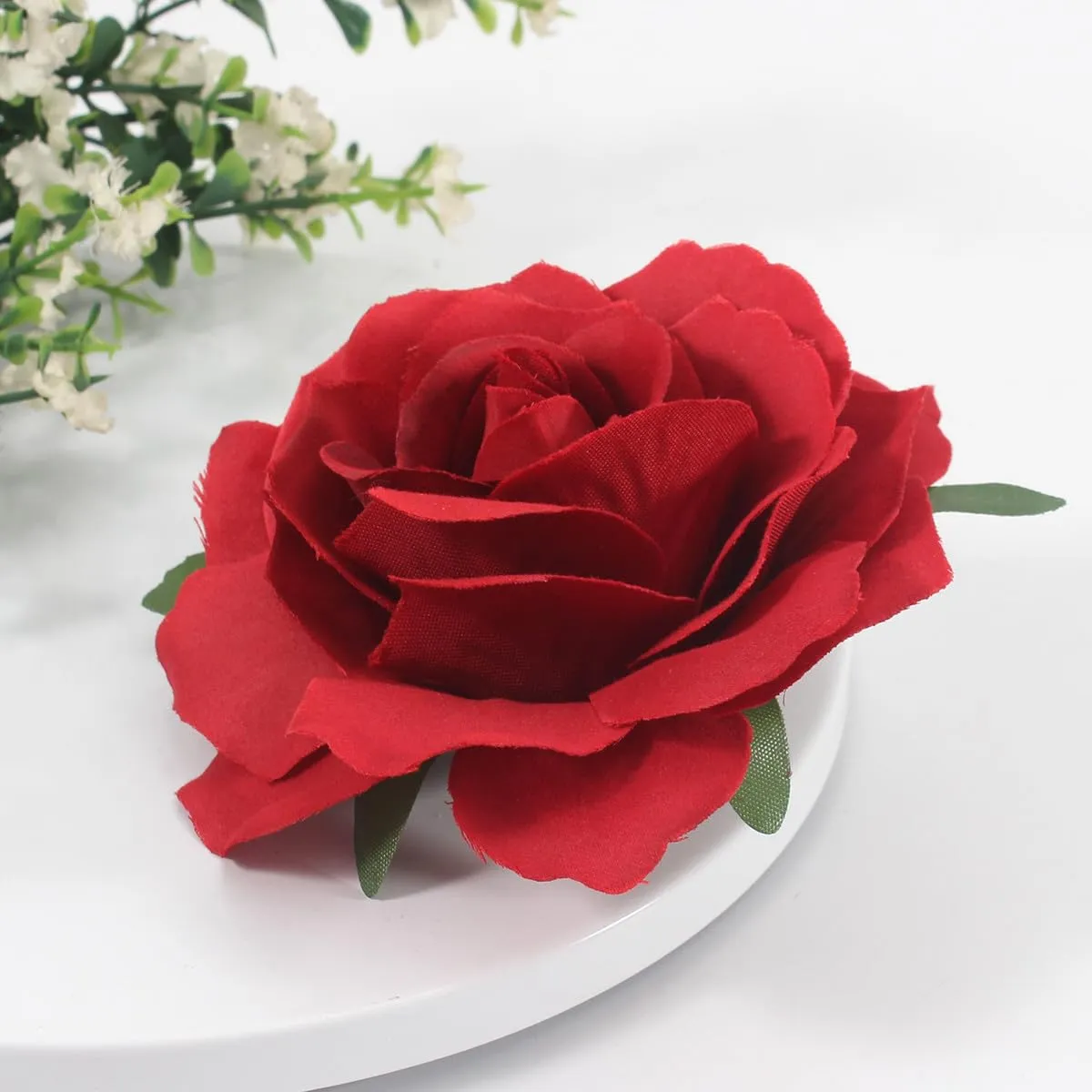 Rose Brooches Flower Hair Clips for Women | Brooches and Pins | Hair Accessories | Valentines Hair Clips, Wedding Hair Accessories for Women | Lapel Pin, Dark Red