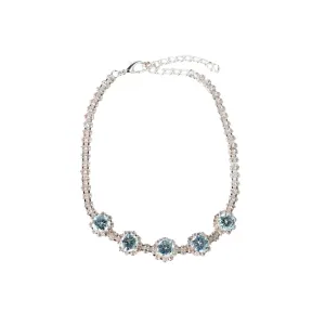 Rose Gold Diamante Solitaire Dog Necklace