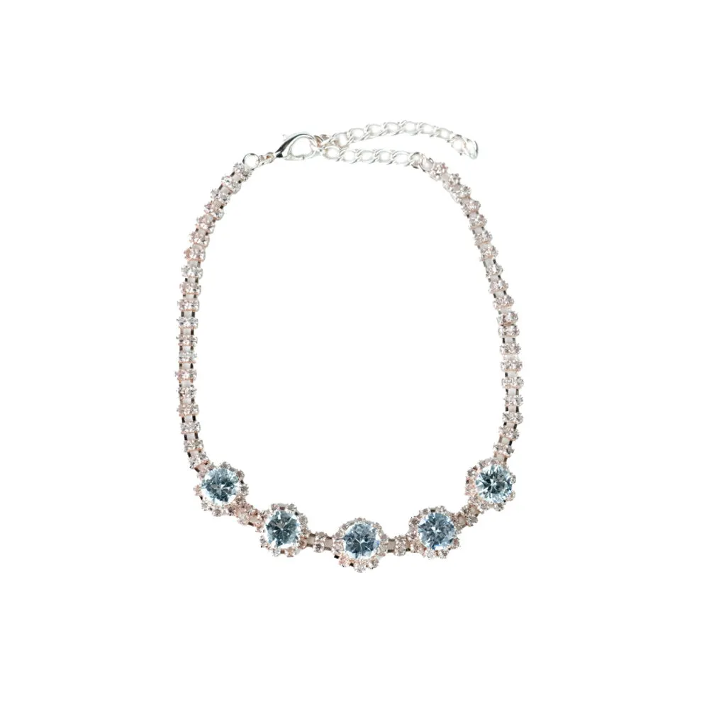 Rose Gold Diamante Solitaire Dog Necklace