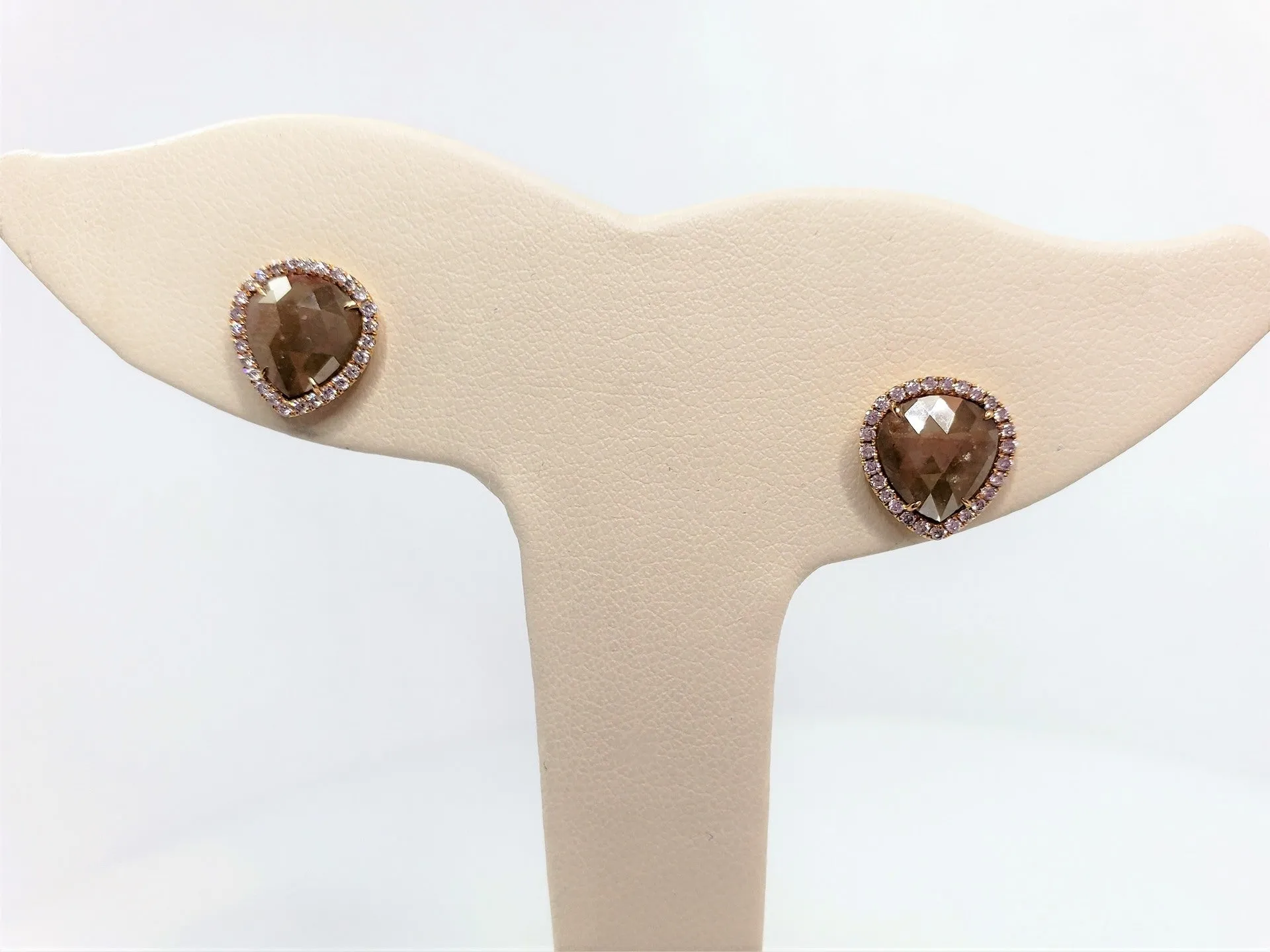 ROSE GOLD INSPIRED HALO ROUGH DIAMOND EARRINGS