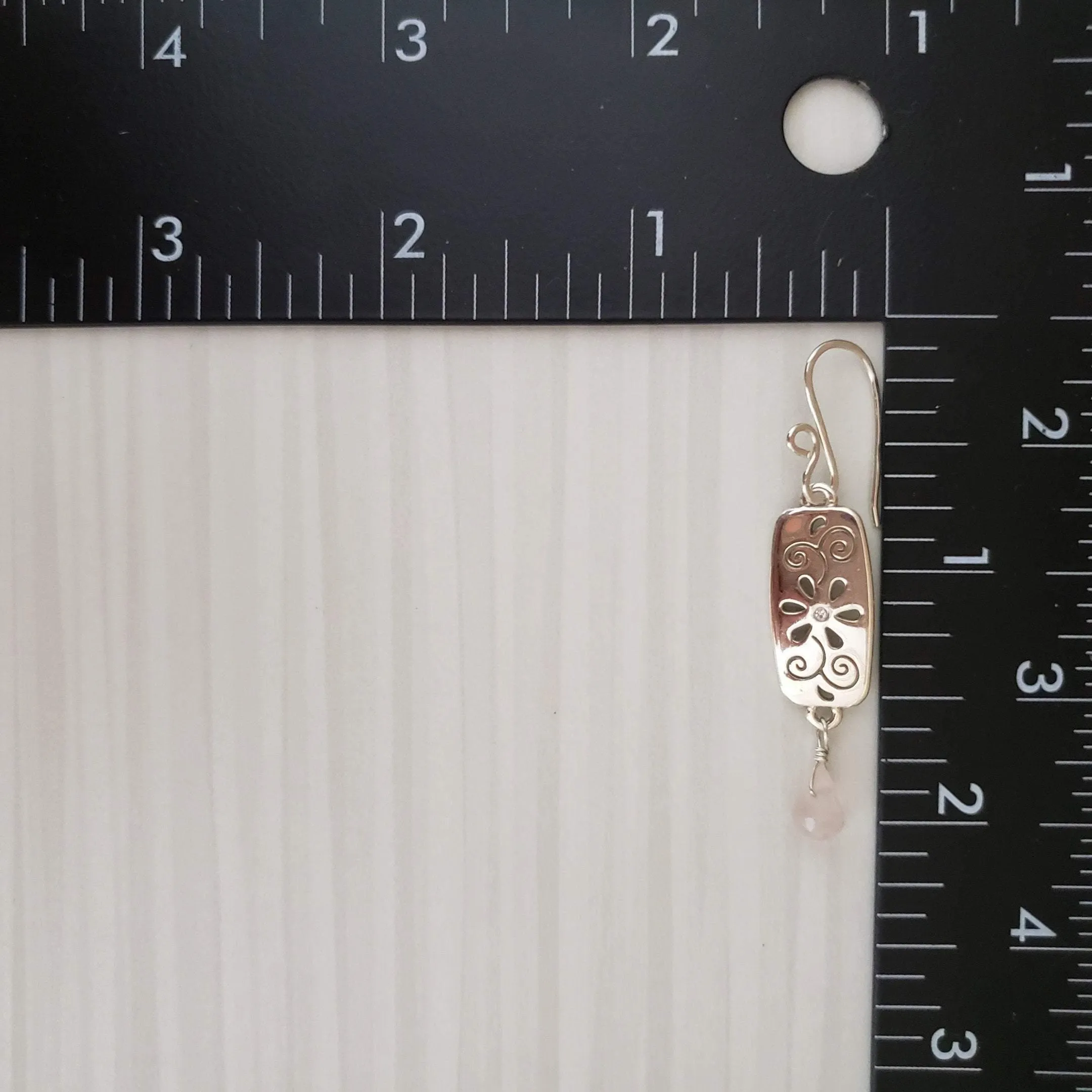 Rose Quartz silver earrings