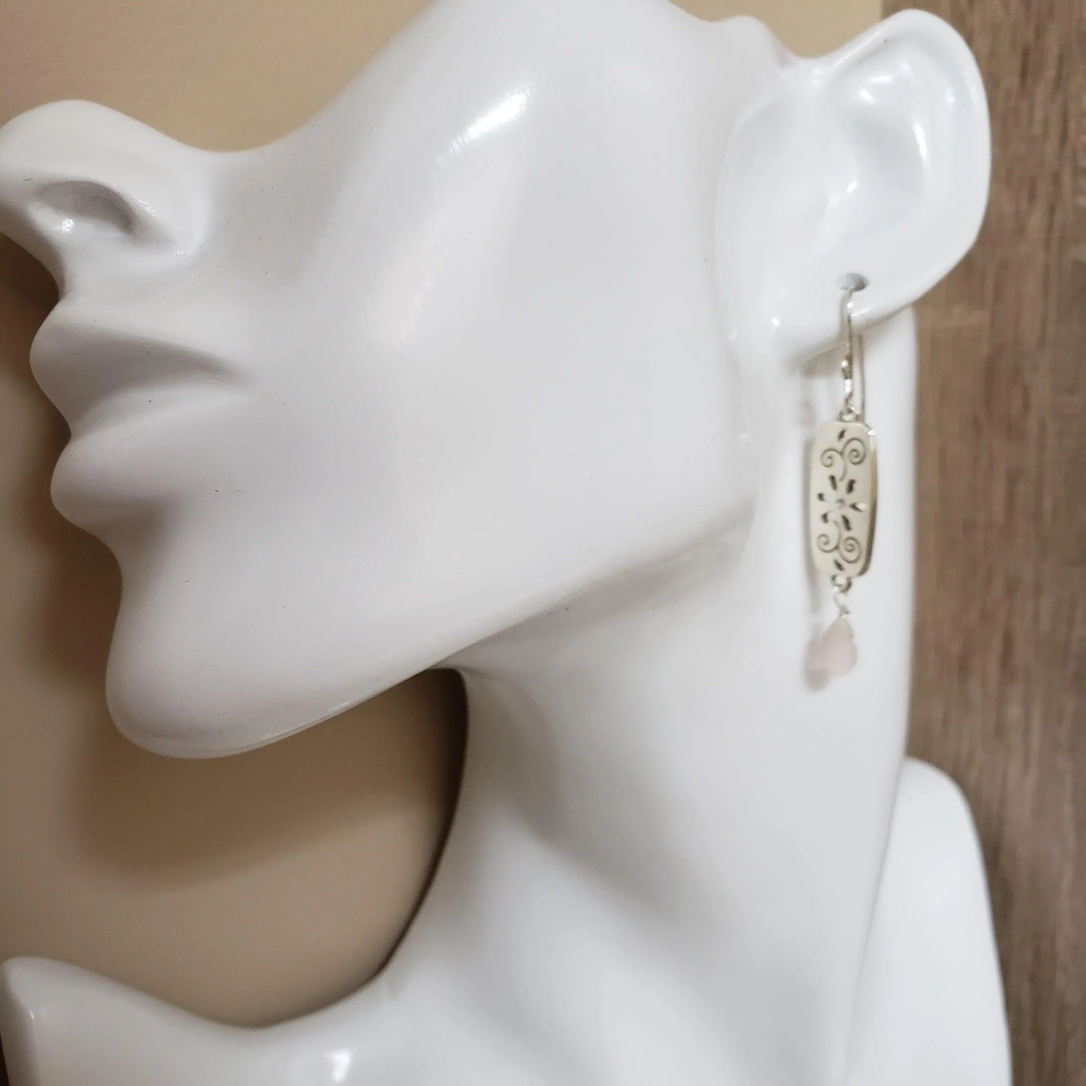 Rose Quartz silver earrings