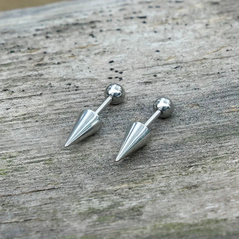 Round Ball Spike Stainless Steel Stud Earrings
