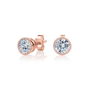 Round Brilliant stud earrings with 1.32 carats* of diamond simulants in 10 carat rose gold