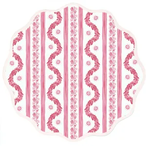 Round Scalloped Placemat, Boxwood Garden - Rose