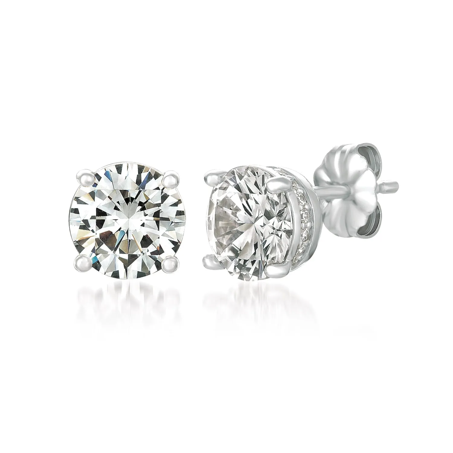 Royal Brilliant Cut Stud Earrings Finished in Pure Platinum